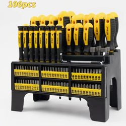 100pcs Cr-V Magnetic Screwdriver Set，with Plastic Racking, Ratchet Driver And Hex Key, Best Tools Men Gift, Fathers Day Gift, Tools Set
