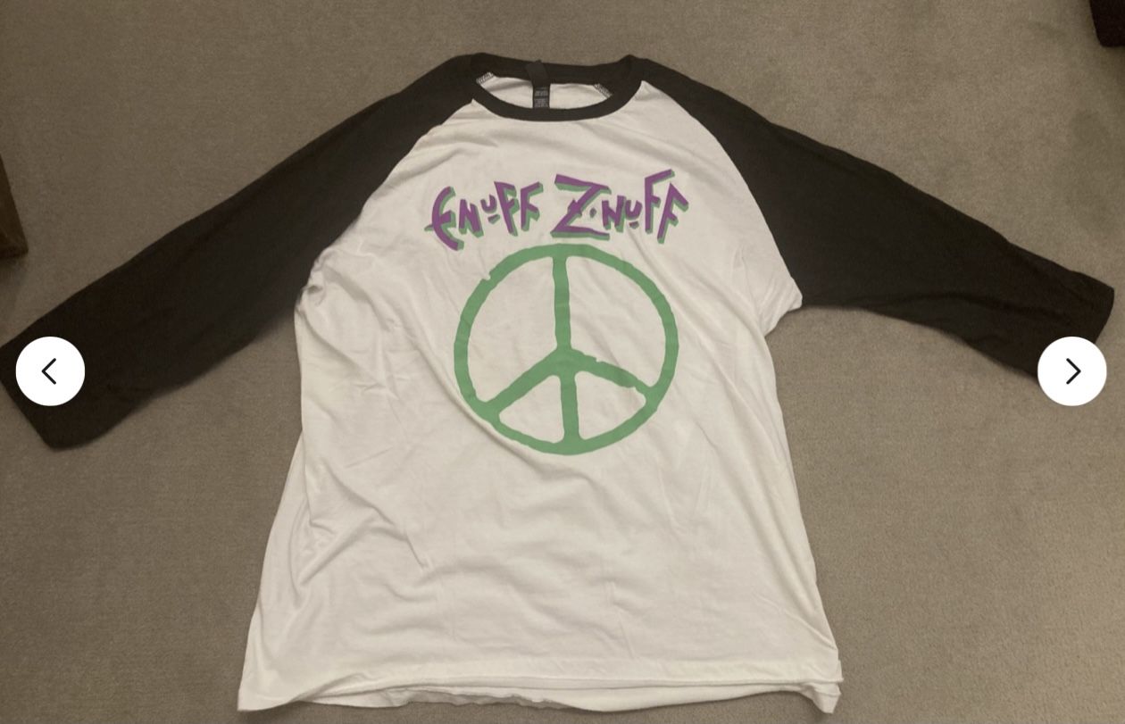 RARE Enuff Z Nuff 2018 Tour 3/4 Sleeve Baseball Shirt NEVER WORN 2XL Mens NEW!!