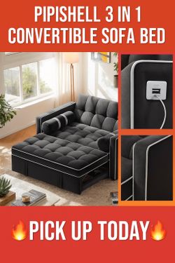 Pipishell 3-in-1 Convertible Sleeper Sofa Bed – Black Velvet – Barely Used