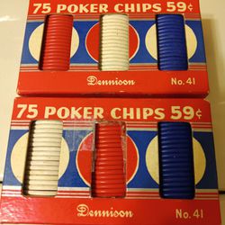 Dennison Vintage Unbreakable Noiseless Poker Chips. Two Boxes