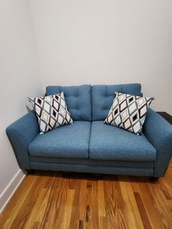 Modern Blue Loveseat