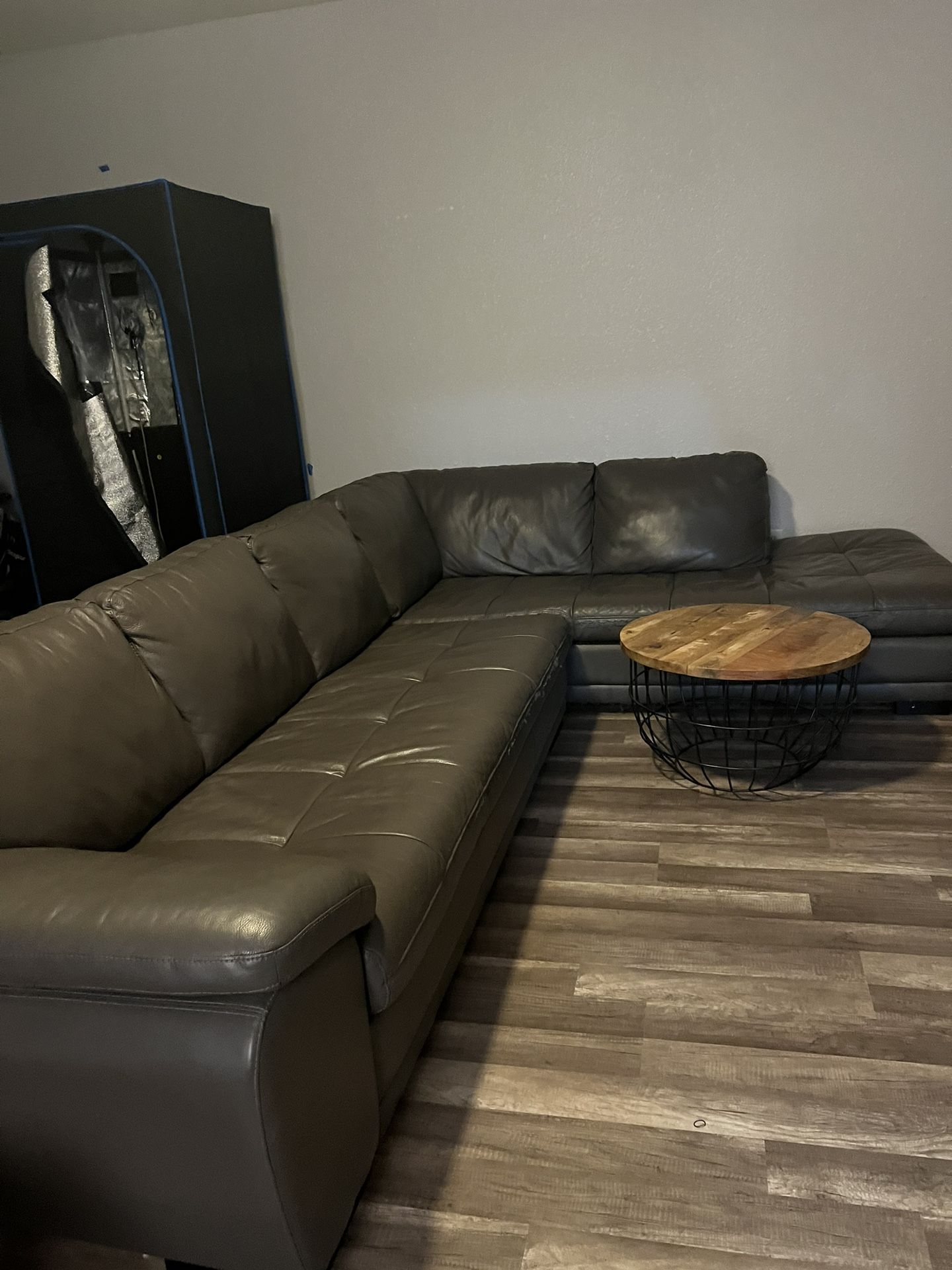 Leather Grey Couch