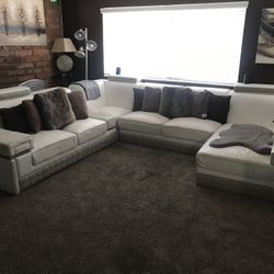 4 Piece U Shape Sectional Leather Sofa