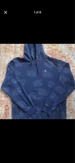 Diamond Supply Co X Keith Haring All Over Print Skating Hoodie Navy Blue Size XL