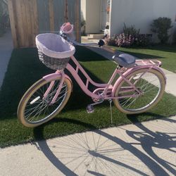 Charleston Pink Cruiser Bike w U Lock 