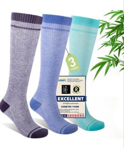 Compression Socks Women & Men, 15-20 mmHg Bamboo Viscose Knee High Soft Support for Flying Travel Daily