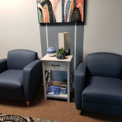 2 Blue Sitting Room Or Office Lobby Chairs