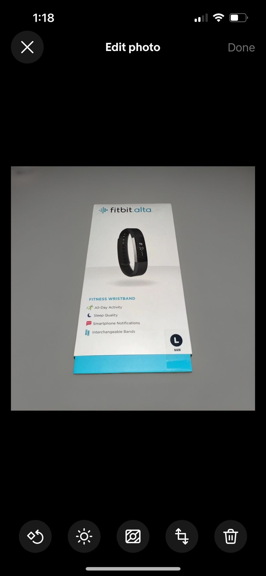 NEW Fitbit Alta Black Wristband Size L Never Been Open Fitness Wristband