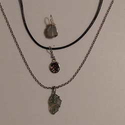 Smokey quartz, moss agate, moonstone necklace combo