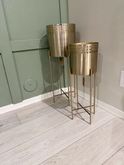 Gold Metal Plant Stand Planters Set of 2