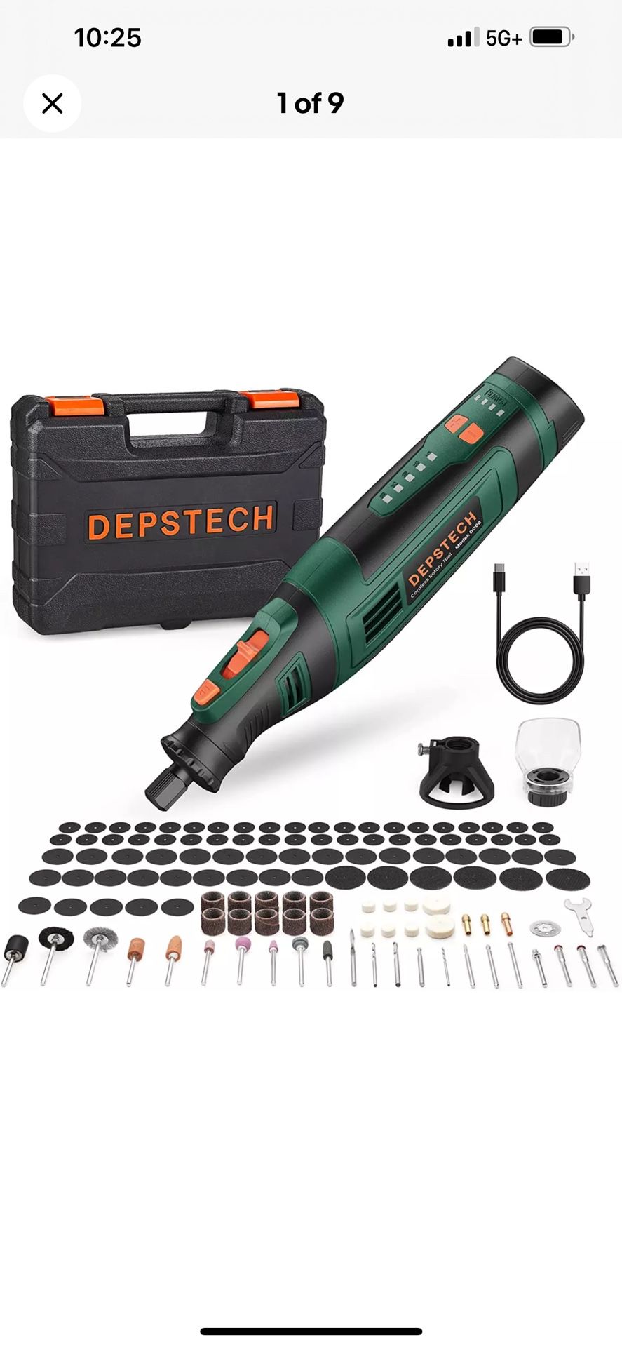 New DEPSTECH Cordless Rotary Tool Kit, 8V 2.0Ah Rechargeable Battery, 30000RPM 5-Spe