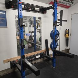 Rogue RML-3WC foldable squat rack with safety spotter arms