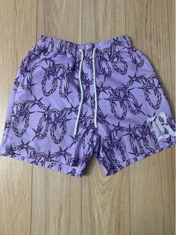 Purple Barbed Wire Print Shorts