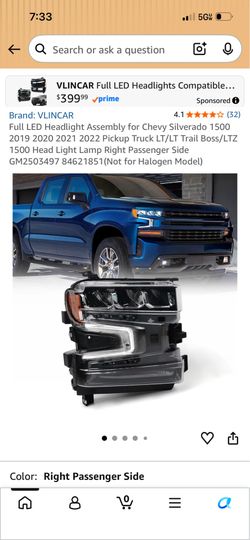 Full LED Headlight Assembly for Chevy Silverado, Right Passenger Side. Best offer