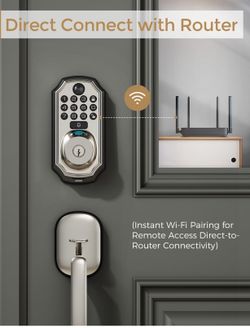 WiFi Smart Lock with Camera - Keyless Entry Deadbolt with Handle Set, 5-in-1 Camera+Doorbell+Fingerprint+Keypad, App Control, Auto Lock, Easy Install,