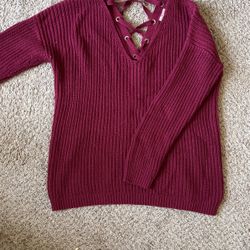 Ladies Fuchsia Knitt Sweater With Lace Back 