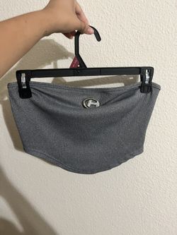 Off The Shoulder Grey Crop Top 