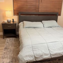 Cali King Bed + Mattress + Bed Frame + Nightstand