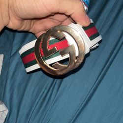 White Gucci Belt