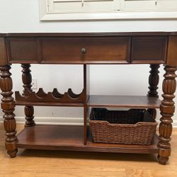 Beautiful Dining Buffet With Wine Holder And Basket.