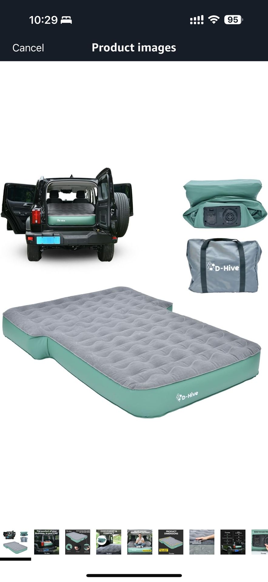 New Full Size SUV Air Mattress, Easy to Install with Built-In Pump, Quick Inflation, Anti-Deflate, Fits 2 People, Green