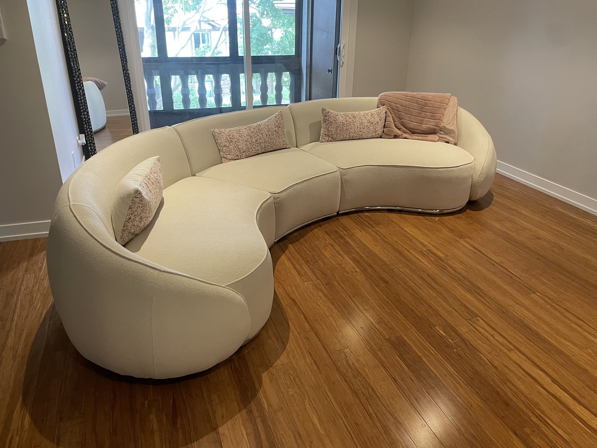 Crate & Barrel “C”-shaped Modern White Sofa