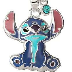 Disney Stitch Fine Silver Plated Necklace With Trinket Jewelry Dish