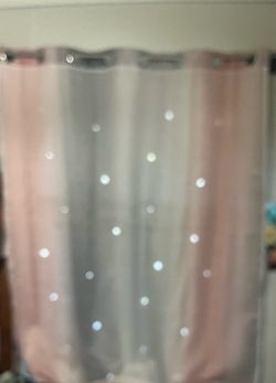 Pink and Silver With Stars Curtain Cash Only