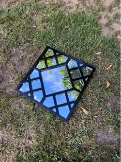Modern Black Geometric Wall Mirror 20” x 20” | Decorative Accent Mirror