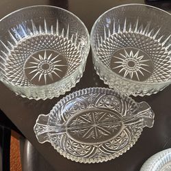 Two Large Glass Bowl 9” Diameter Plus Appetizer Dish