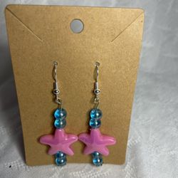 Handmade Pink Sea Star Earrings