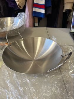 Chinese Stir Fry Pan Stainless Steel Deep Frying Pan (30 cm)