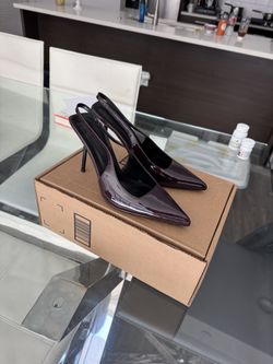Burgundy Patent Sling Back Heels Size 8.5/39