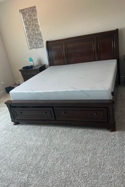 King Sleigh Bed Frame with Storage Drawers,no credit needed , zero money down