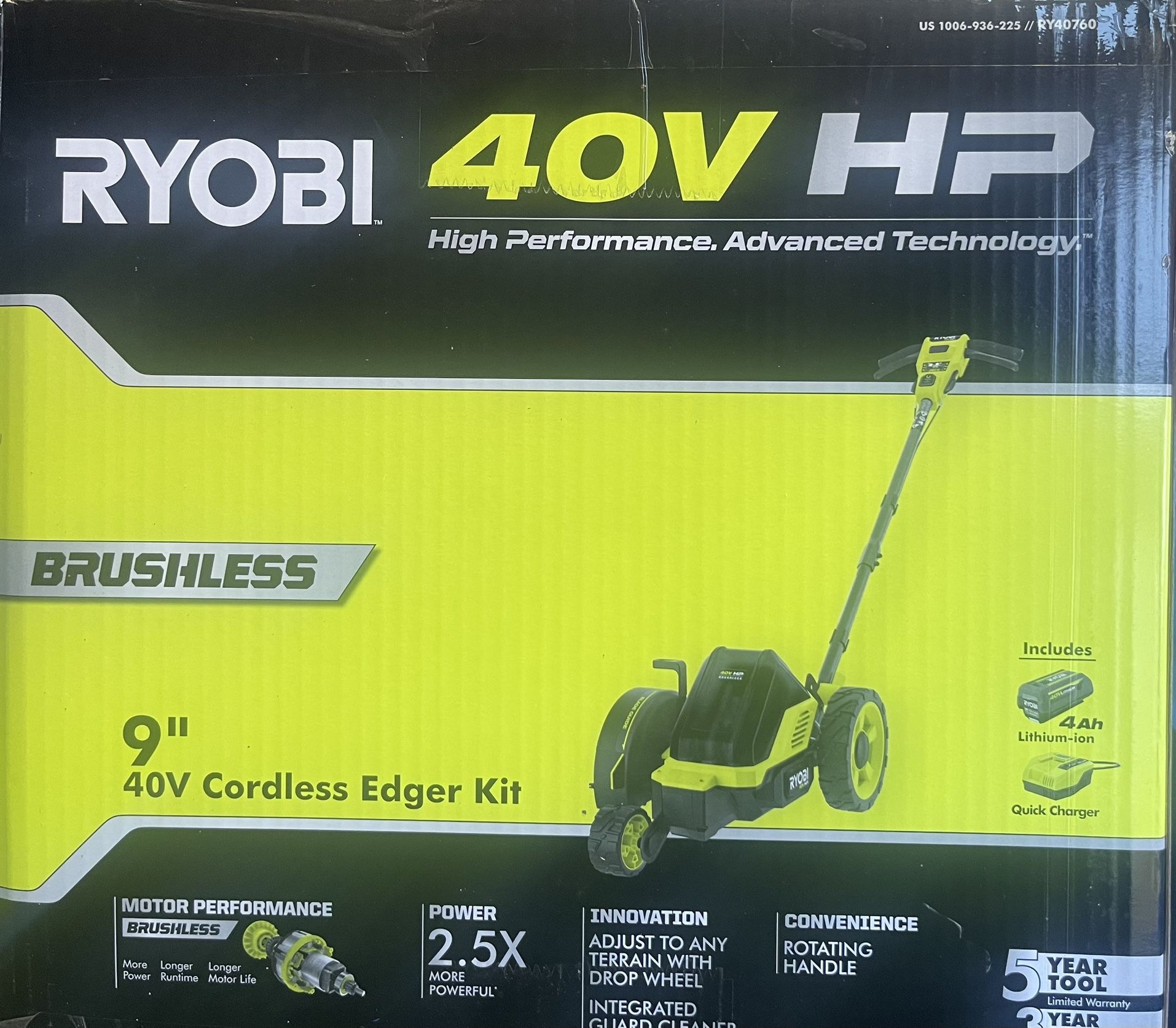 Ryobi 40 V brushless edger