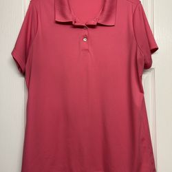 Women’s Pink Collared Polo Dress Shirt Silky Soft Size Large