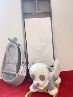 Adorable Baby Panda Rocking Chair, Baby Bathtub, and Changing Shelf Set – Perfect for New Parents!