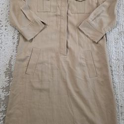 Brooks Brothers Button Front Safari Khaki Shirt Dress Size 2 Missing Belt