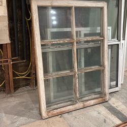 Old Window Glass Wood Weathered Distressed Decor