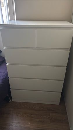 STORKLINTA 6-drawer dresser, white/anchor/unlock function, 27 1/2x18 7/8x47 1/4 "