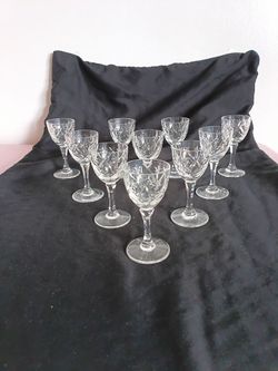 Set of 10 Vintage Crystal  Clear Cordial / Liqueur Glass 1oz Cut Crystal