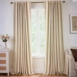 Oatmeal color Faux linen blackout curtains