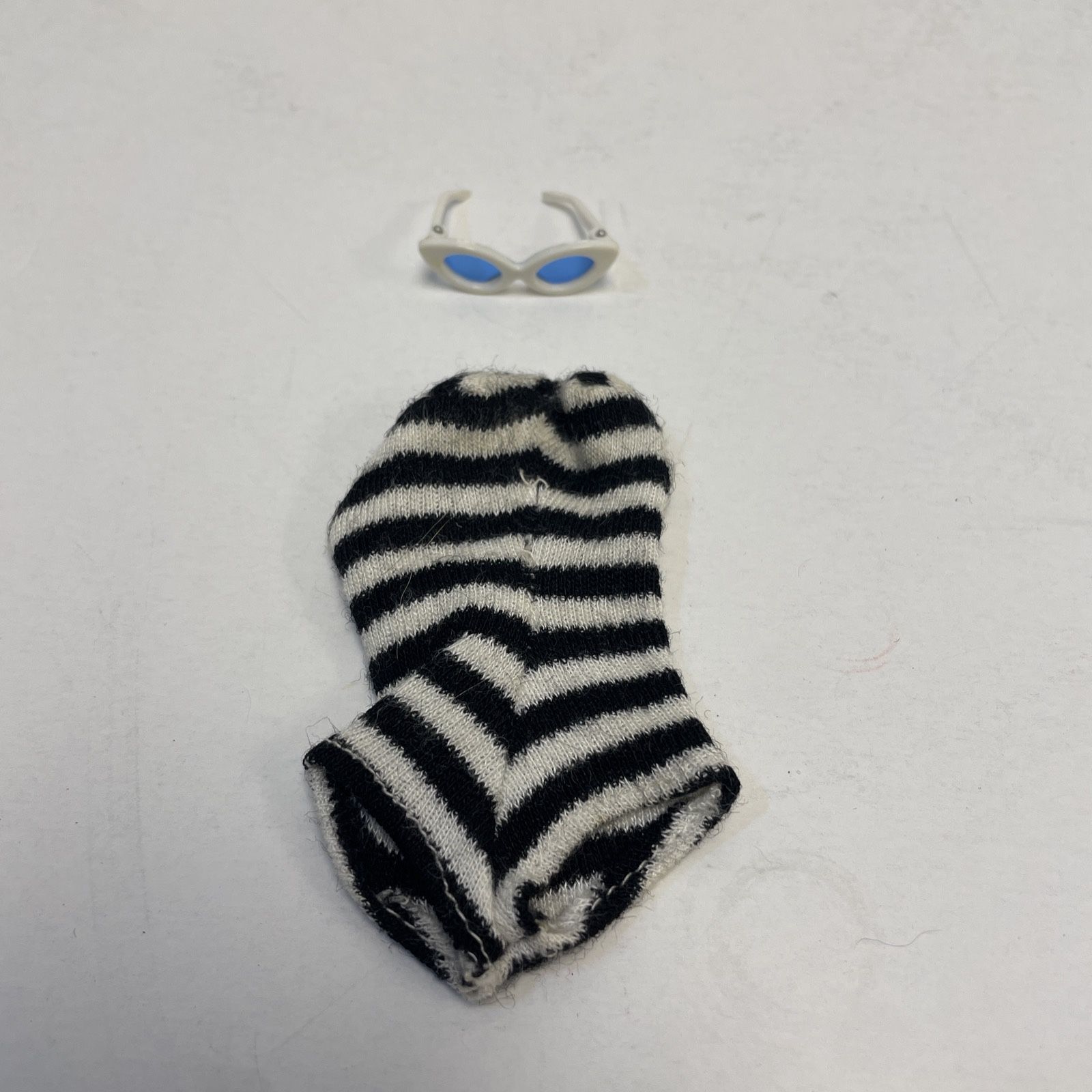 Vintage 1960s Barbie Zebra Swimsuit Bathing Suit with Sunglasses - Black White