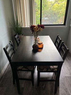 Black Dining Table Set with 4 Chairs
