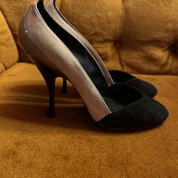 miu miu Pump Black And beige Suede Ombre Heel  Size 37.5”AUTHENTICATED