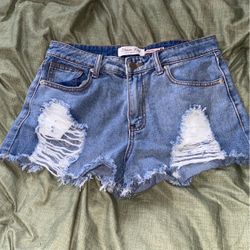 Ripped Denim Shorts 