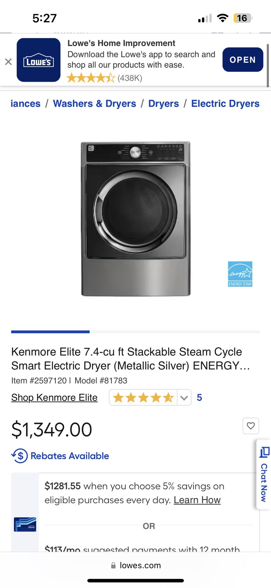 Kenmore Elite Dryer 