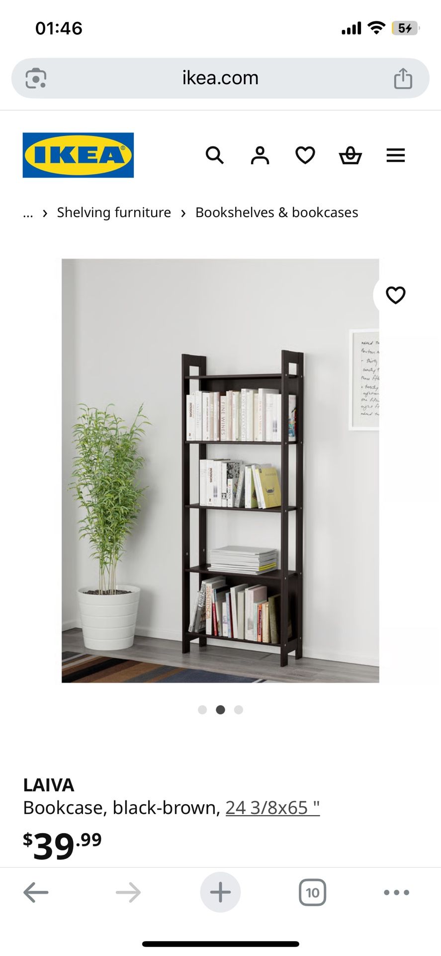 IKEA LAIVA Bookcase, black-brown, Book Shelf