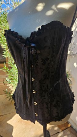 Black Corset with Ruffle Trim