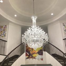 Empire Chrome Crystal Chandelier Grand Traditional Statement 56